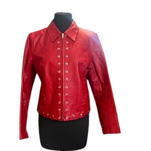 NWOT METRO Style Red Leather Women's Jacket, Size PM
